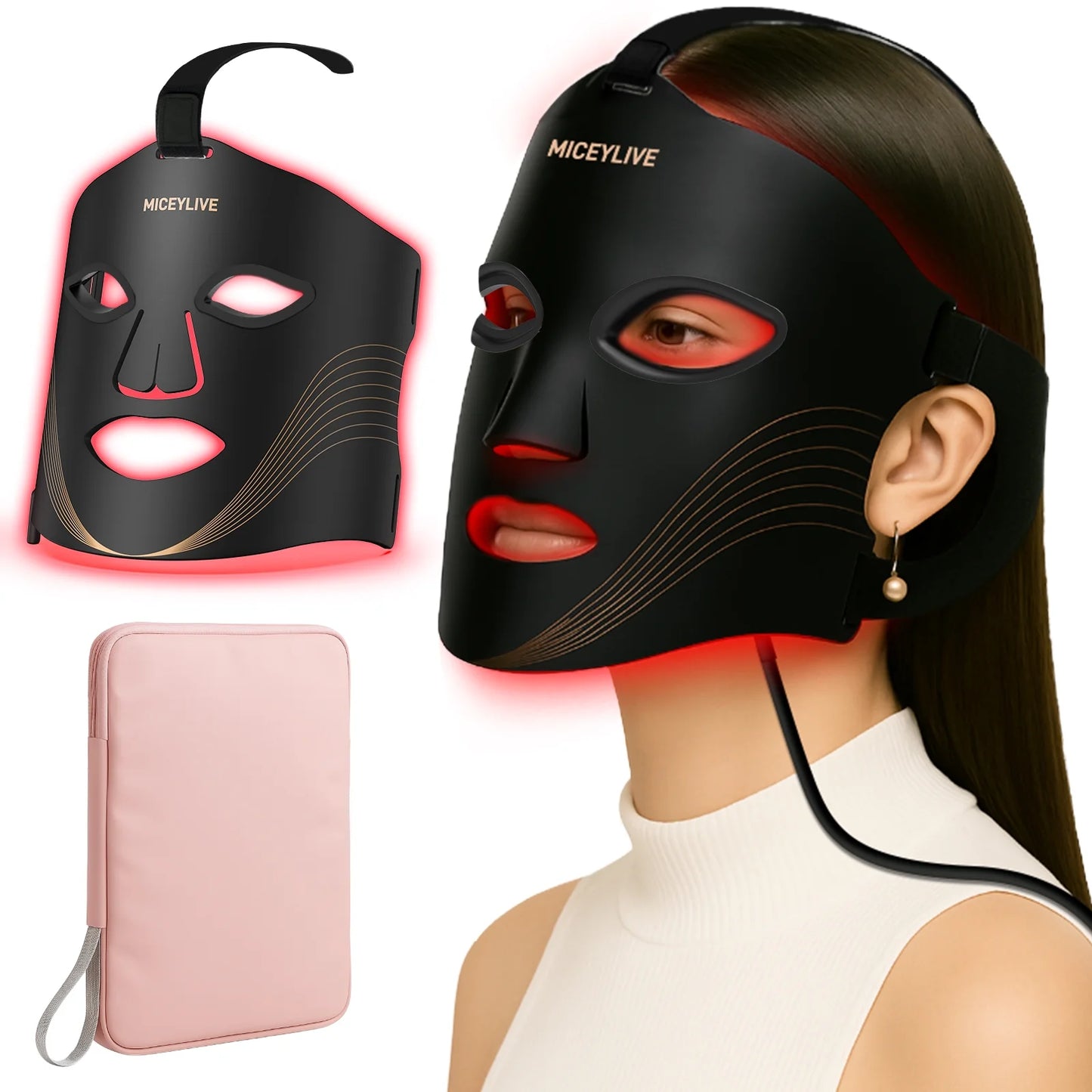 Red Light Therapy for Face, 6 Light Modes Portable Led Face Mask Light Therapy, near Infrared 850 Red Light, 400 LED Beads, Timing Function, Skincare at Home & Travel
