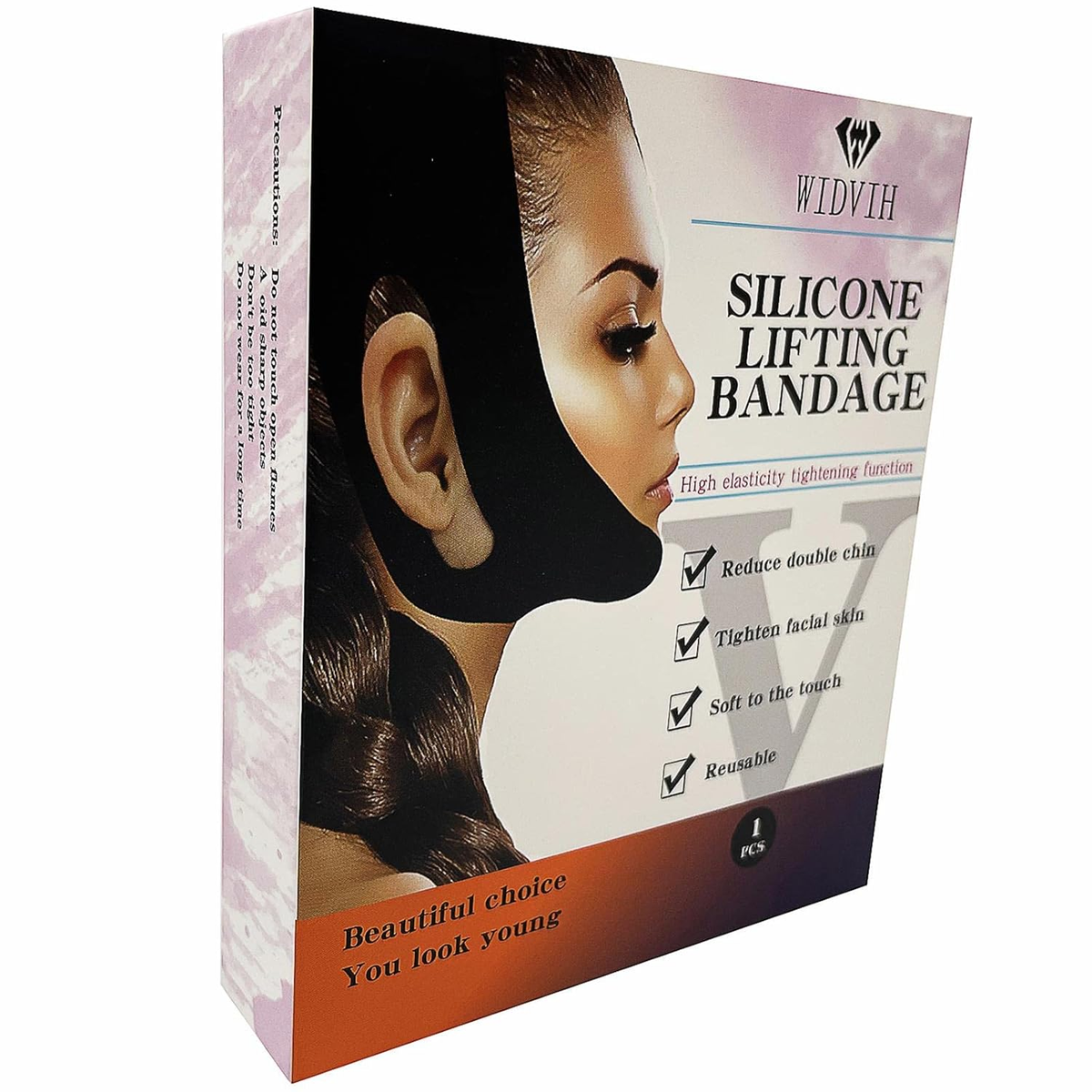 Silicone V-Line Lifting Chin Strap and Jaw Exerciser Mask in Black