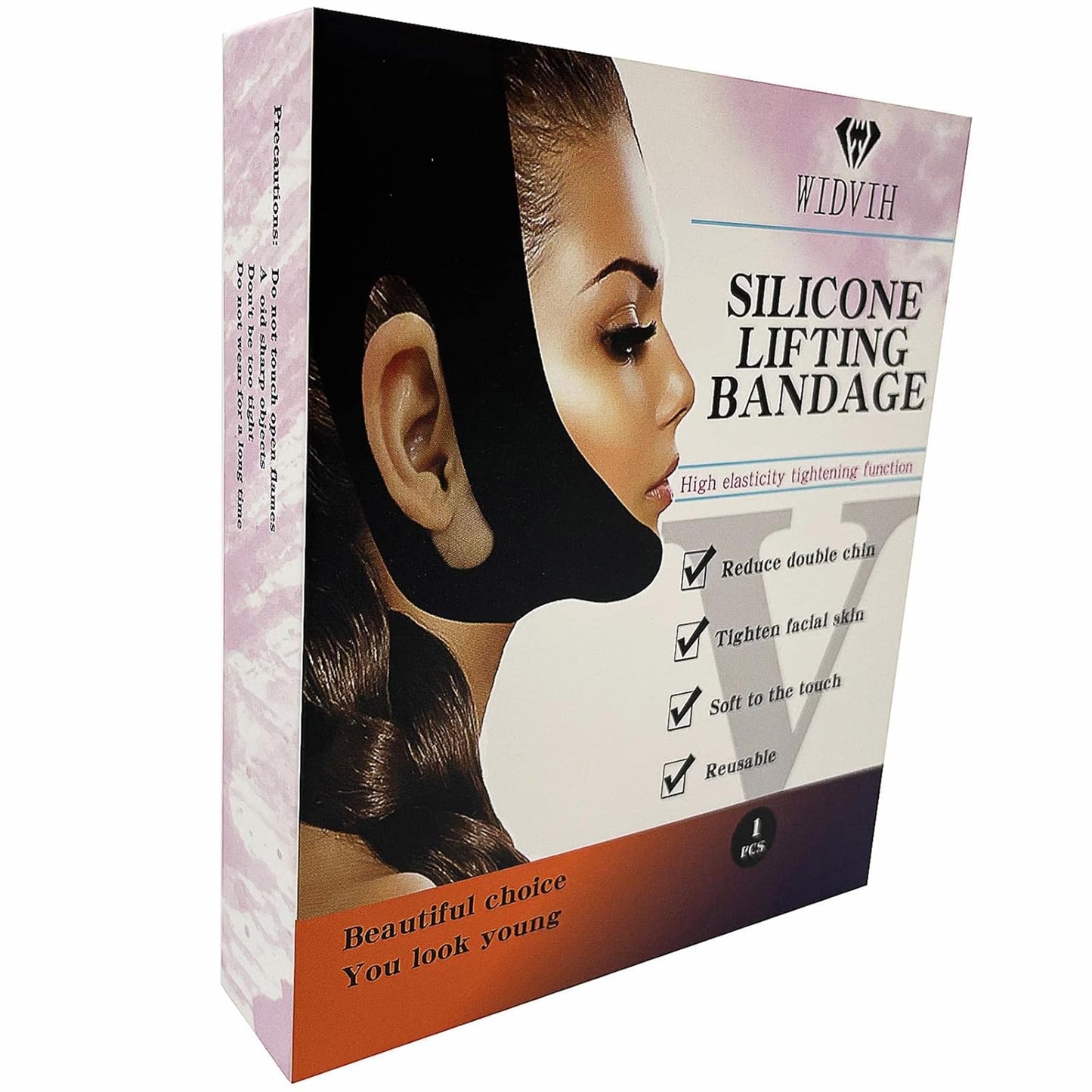 Silicone V-Line Lifting Chin Strap and Jaw Exerciser Mask in Black