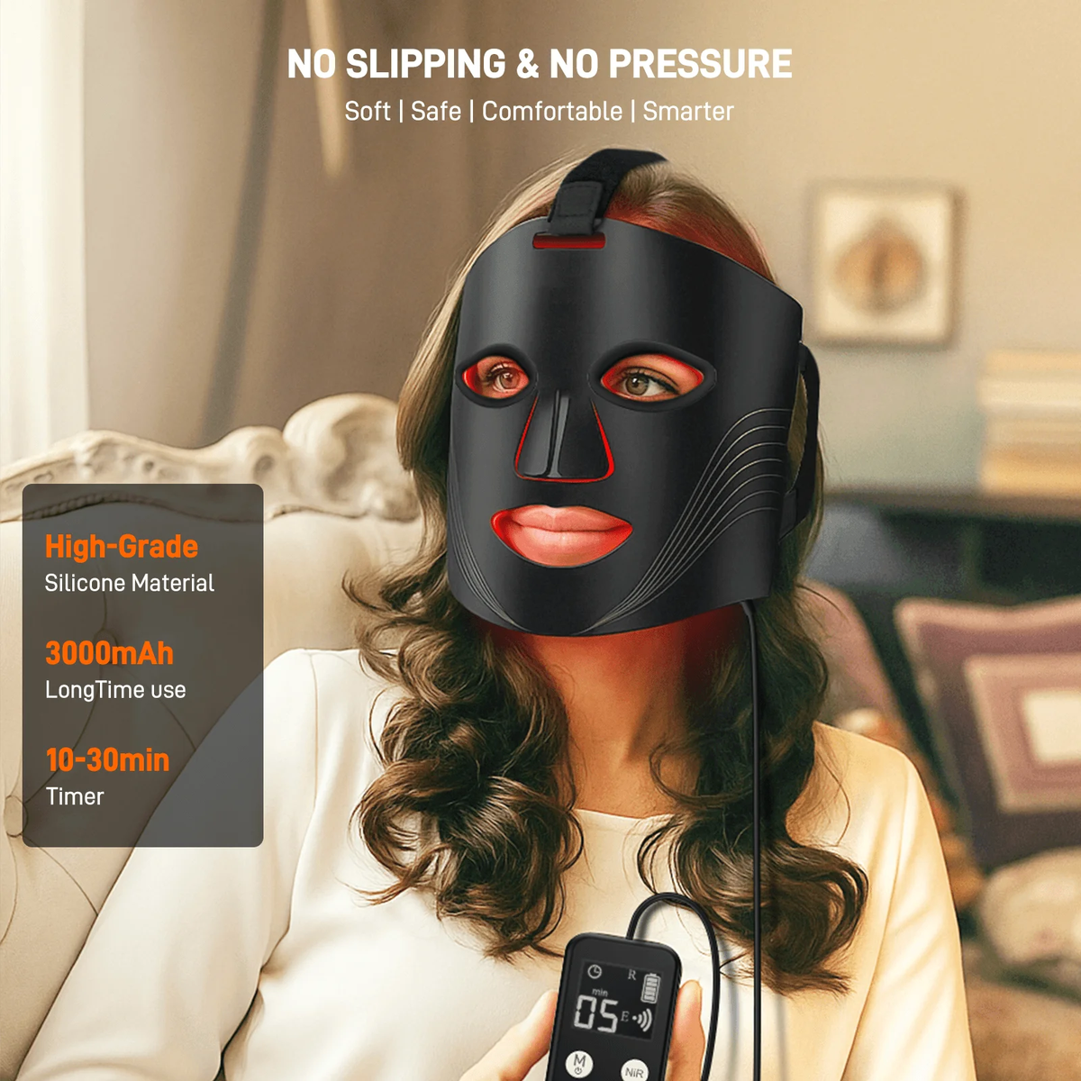 Red Light Therapy for Face, 6 Light Modes Portable Led Face Mask Light Therapy, near Infrared 850 Red Light, 400 LED Beads, Timing Function, Skincare at Home & Travel